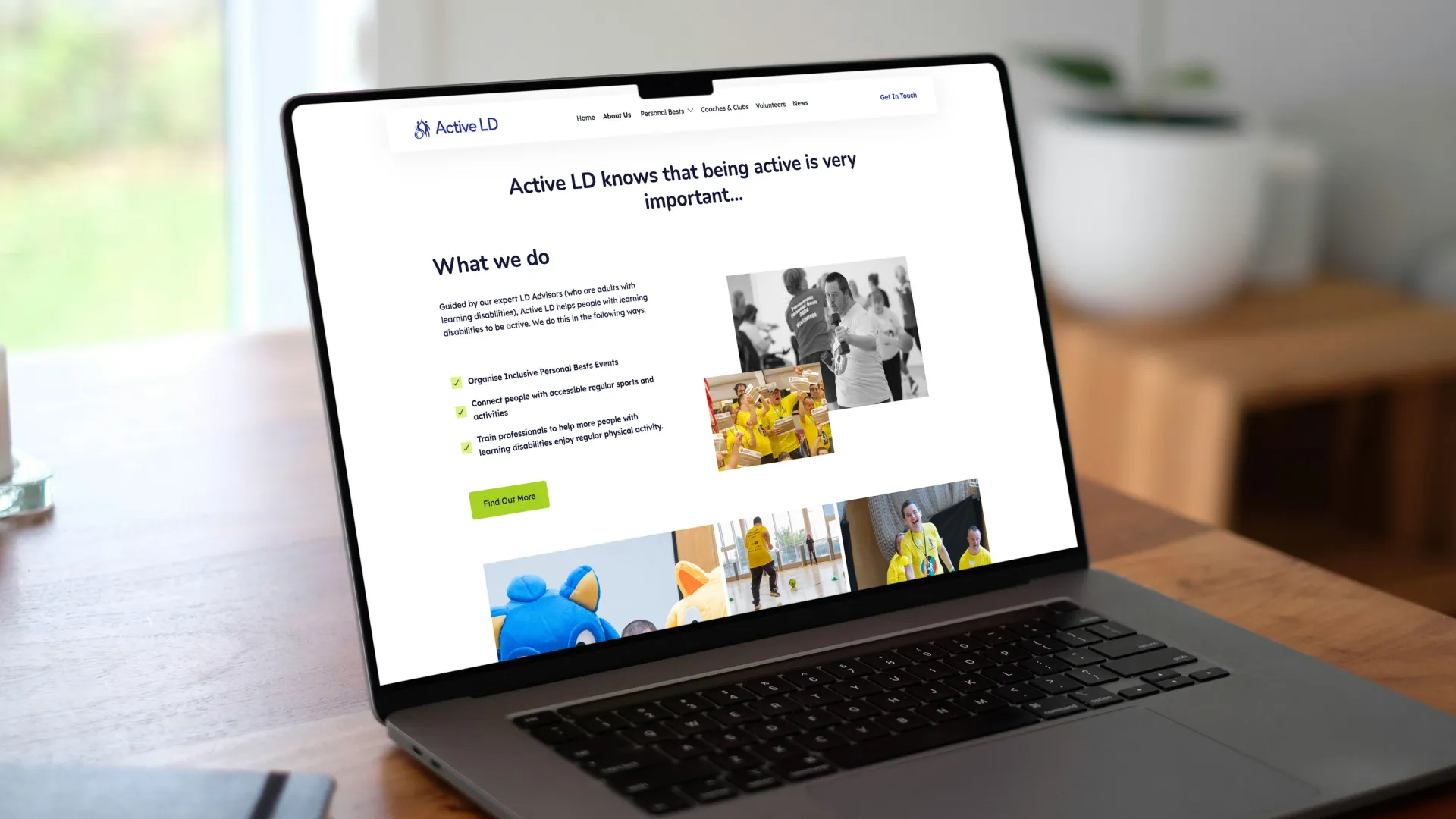 Laptop mockup with Active LD what we do page