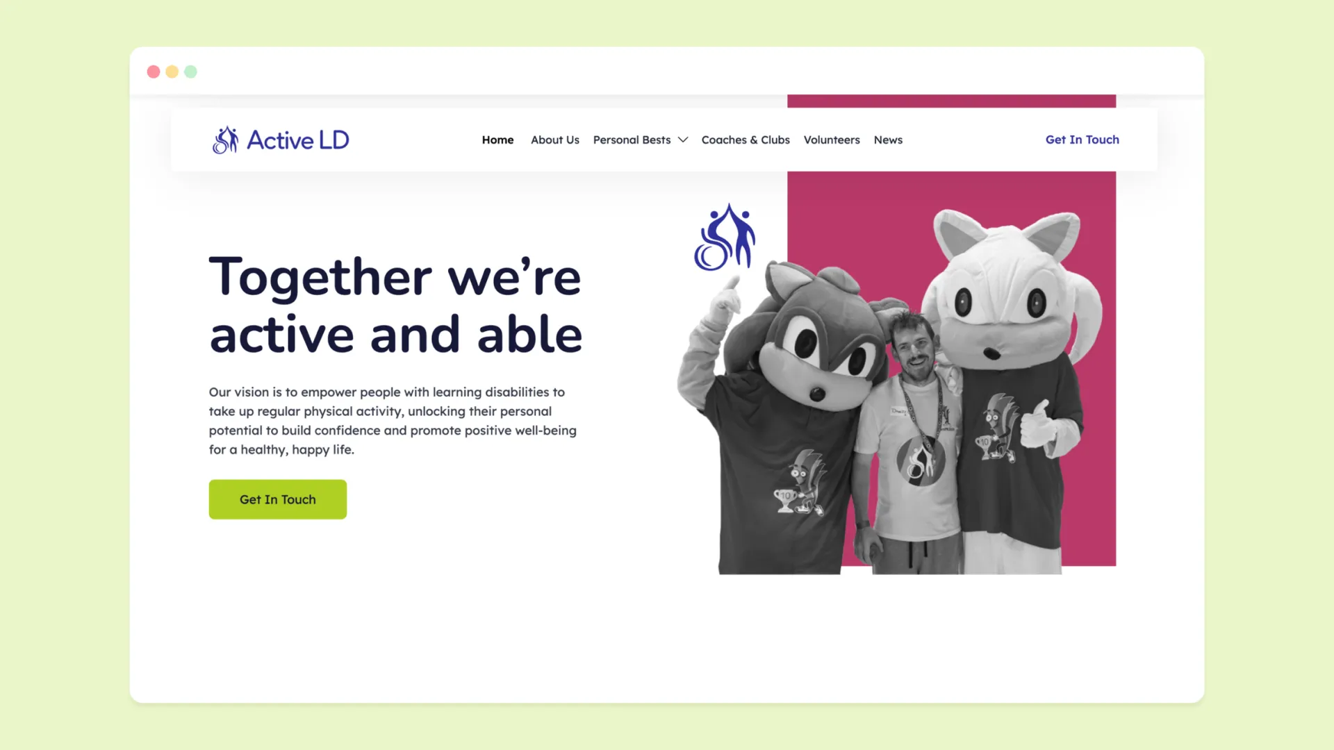 Desktop screen capture of Active LD website homepage