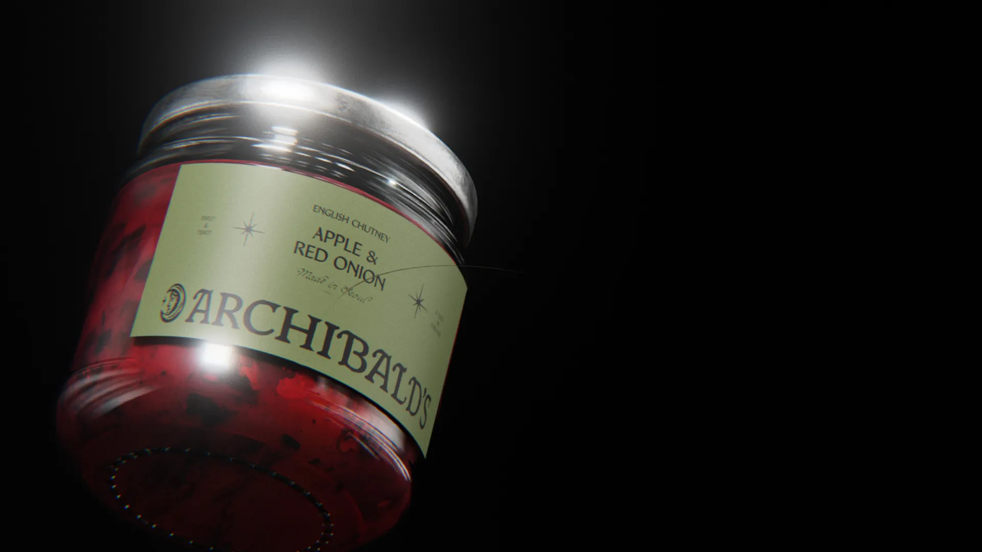 Glass jar of Archibald’s apple and red onion chutney