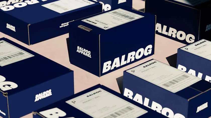 Balrog packaging boxes in dark blue