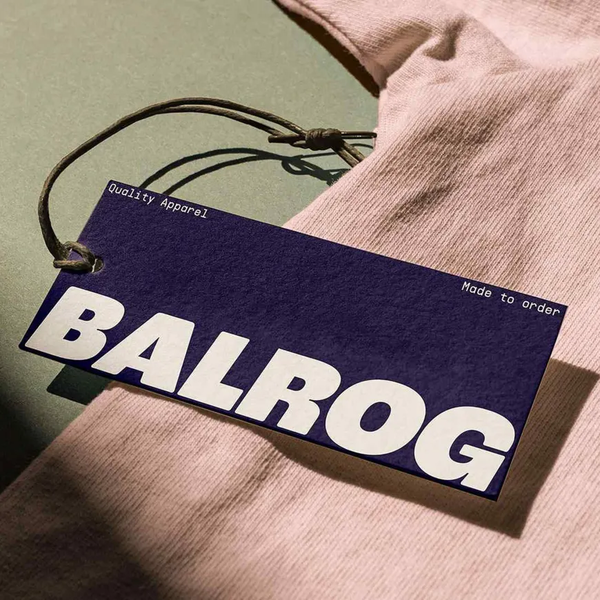 Balrog dark blue clothing tag