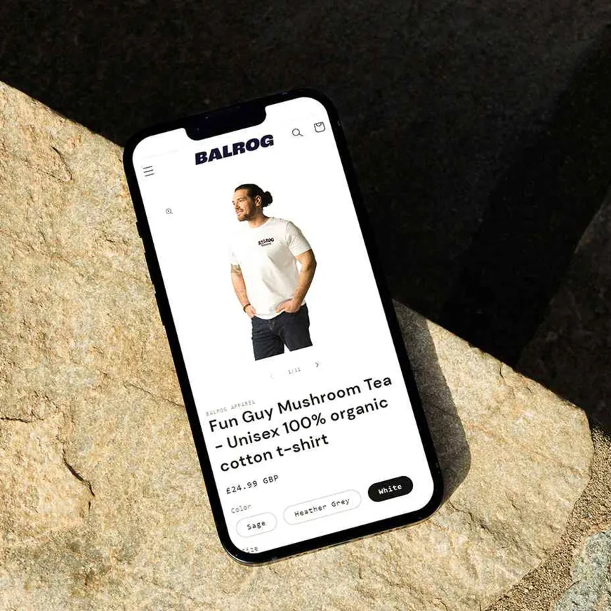 Mobile mockup laying on a rock