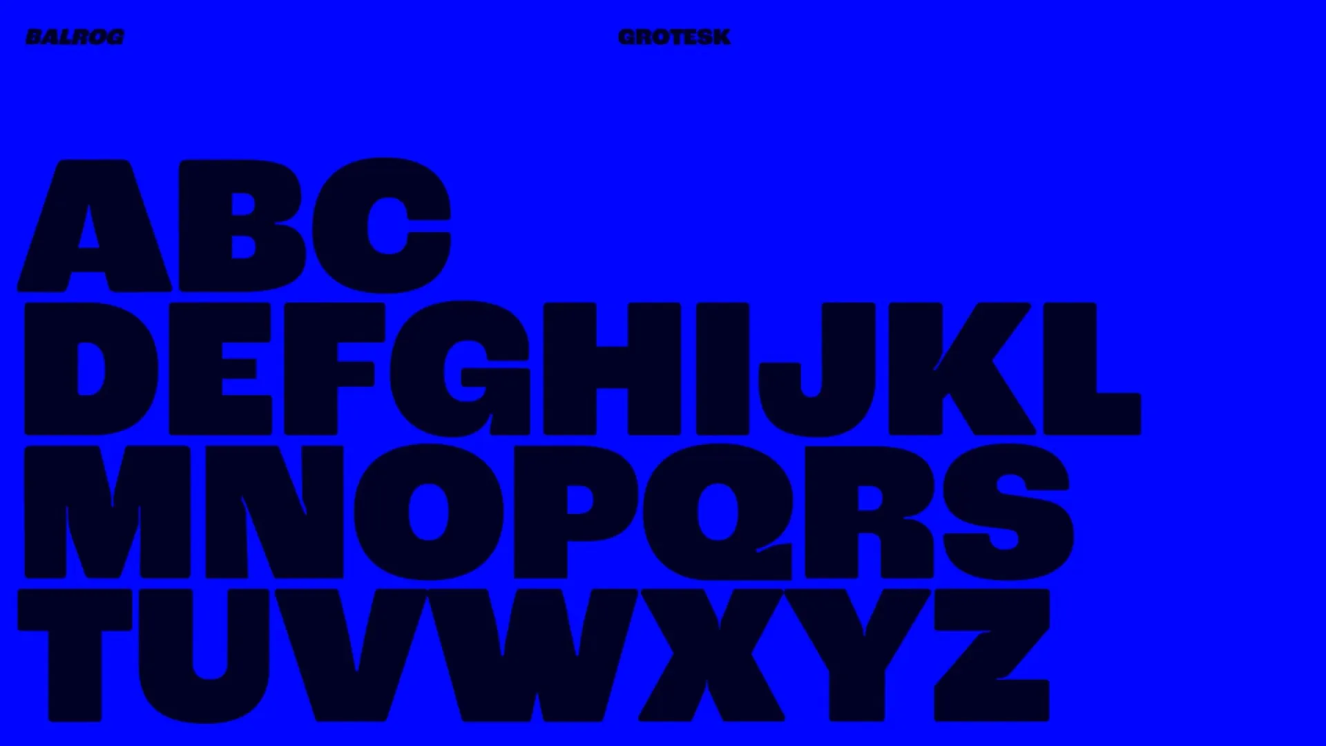 Balrog typeface laid out on atomic blue coloured background