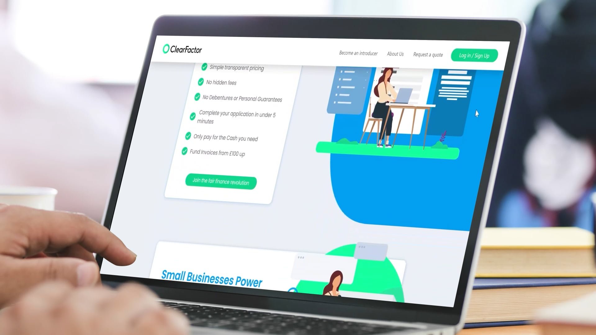 a laptop with a digital render of the clearfactor website