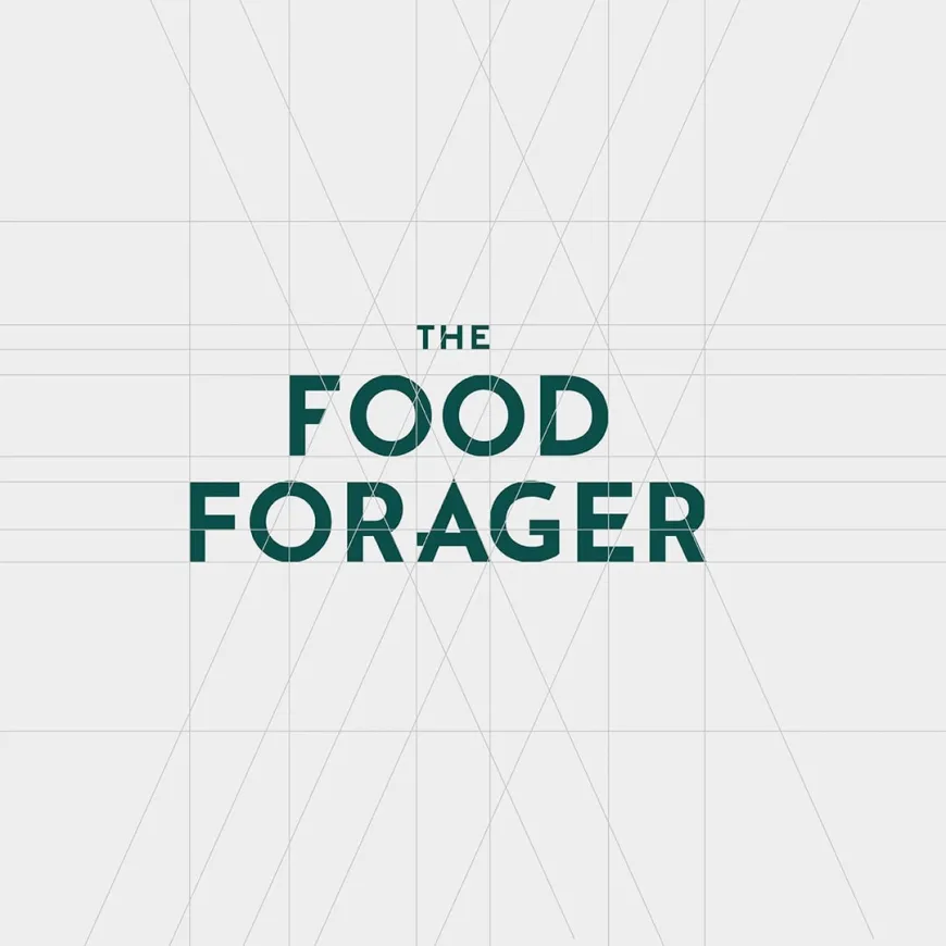 white background with graphical lines and the food forager in green
