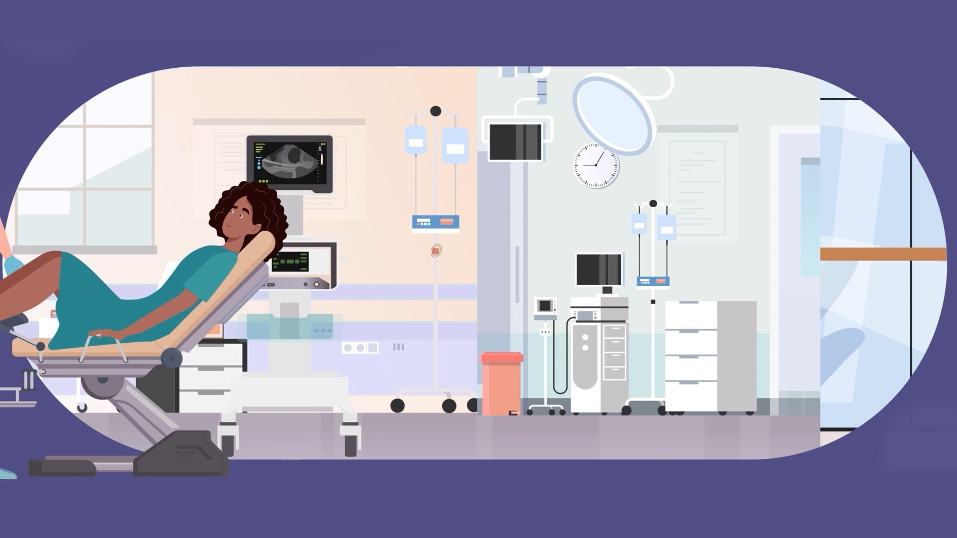 Woman at a gynaecology appointment illustration.