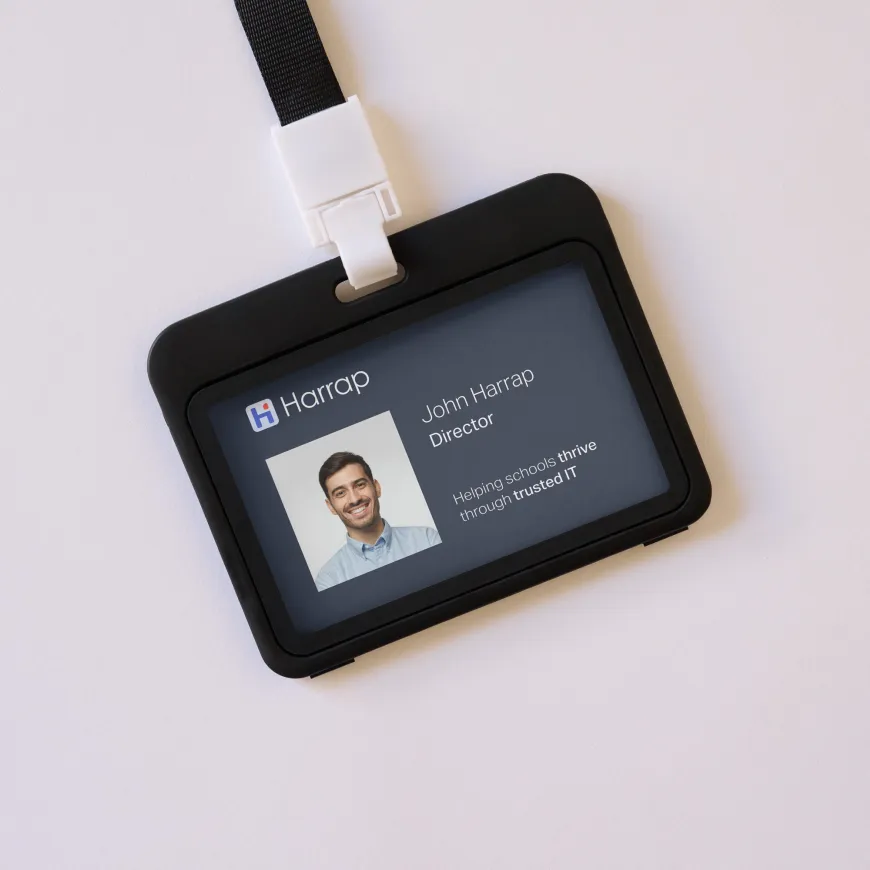 Work lanyard for a Harrap employee 'John Harrap'