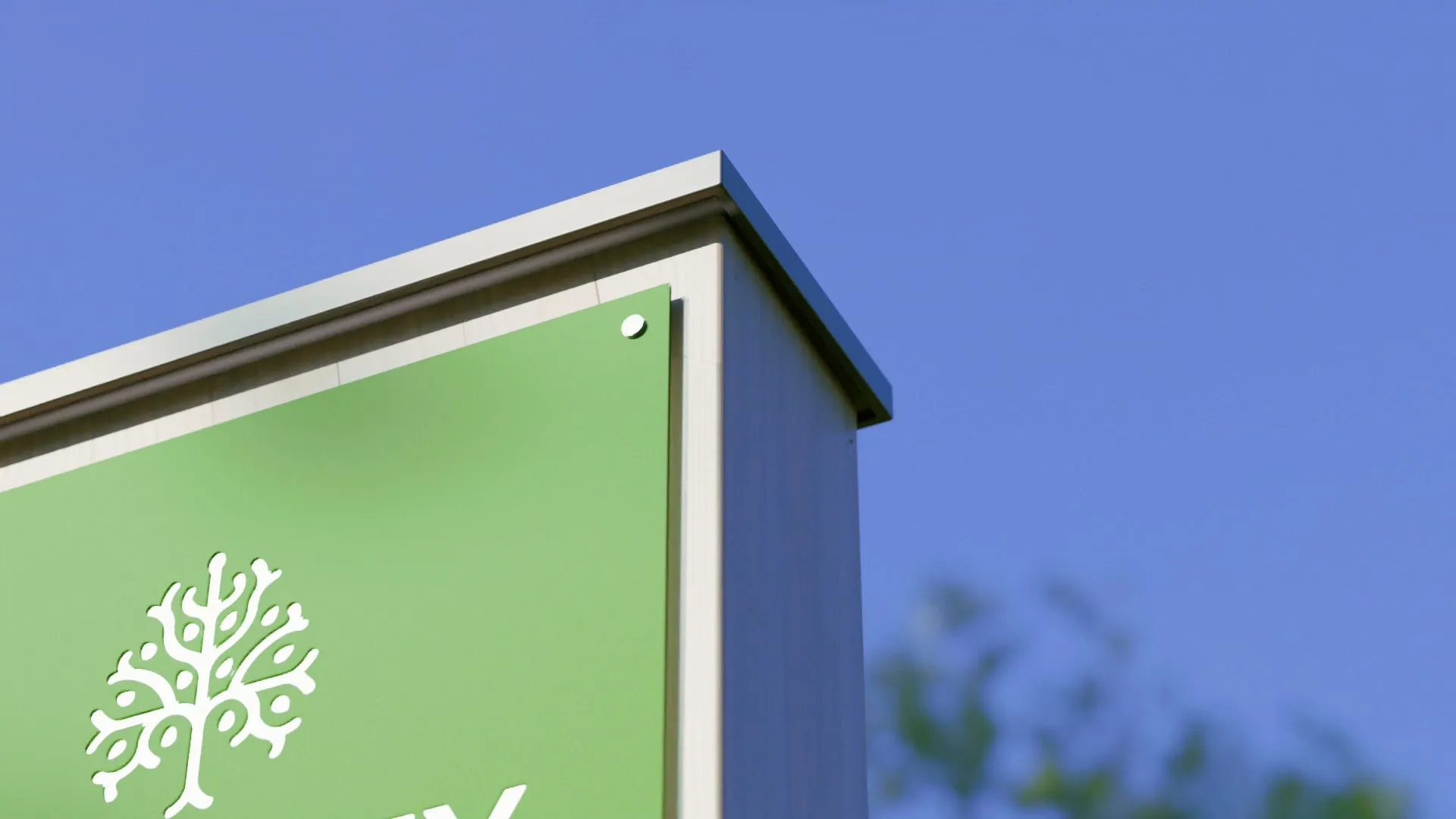 Close up of Hazeley sign corner
