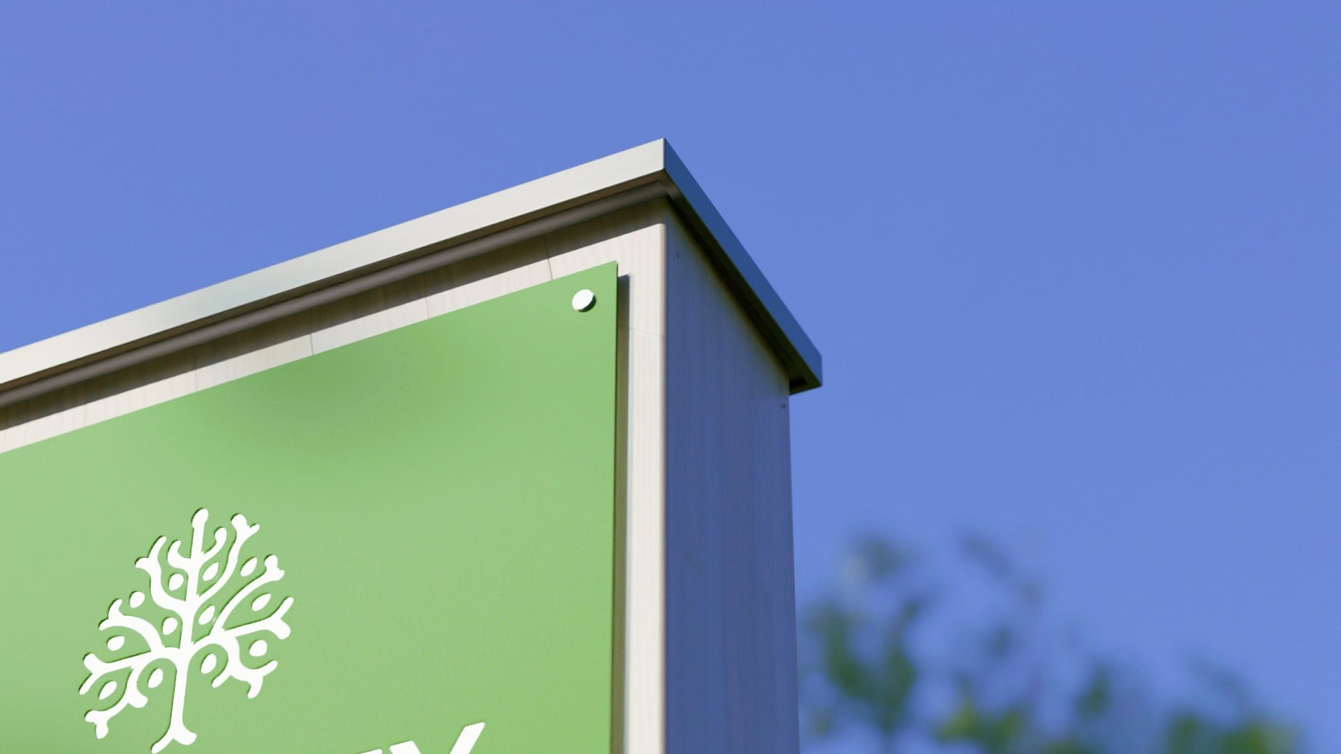 Close up of Hazeley sign corner