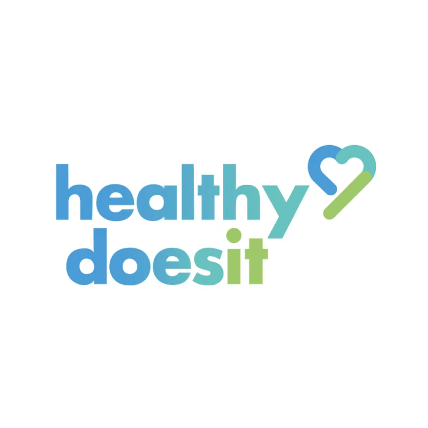 Healthy does it blue and green gradient logotype.