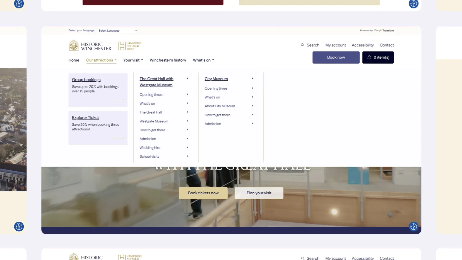 a white screen showing the contents of a website menu
