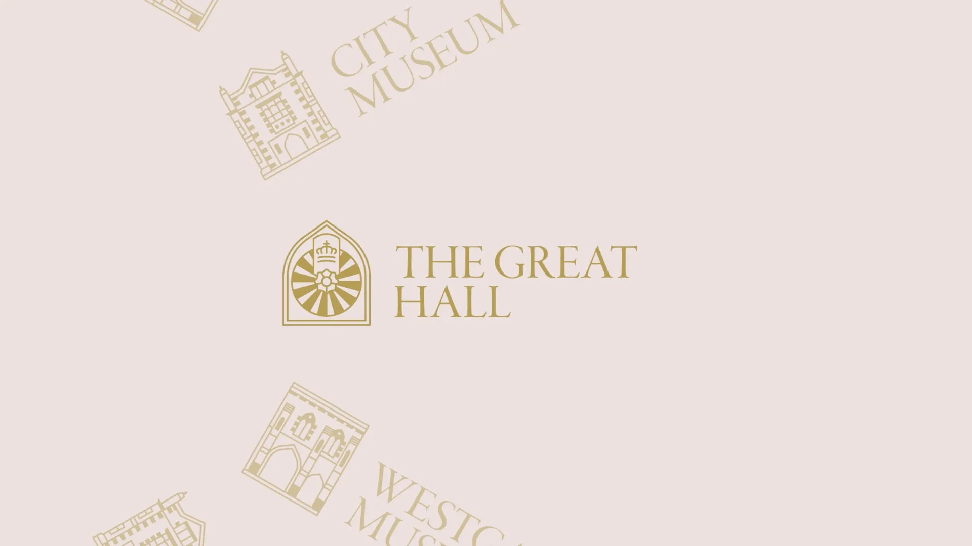 a light background with the great hall written in gold