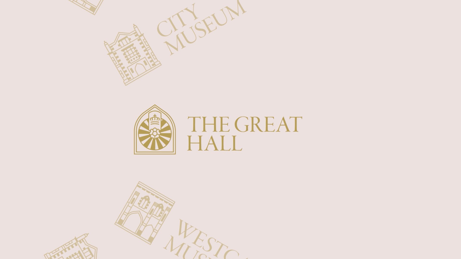 a light background with the great hall written in gold