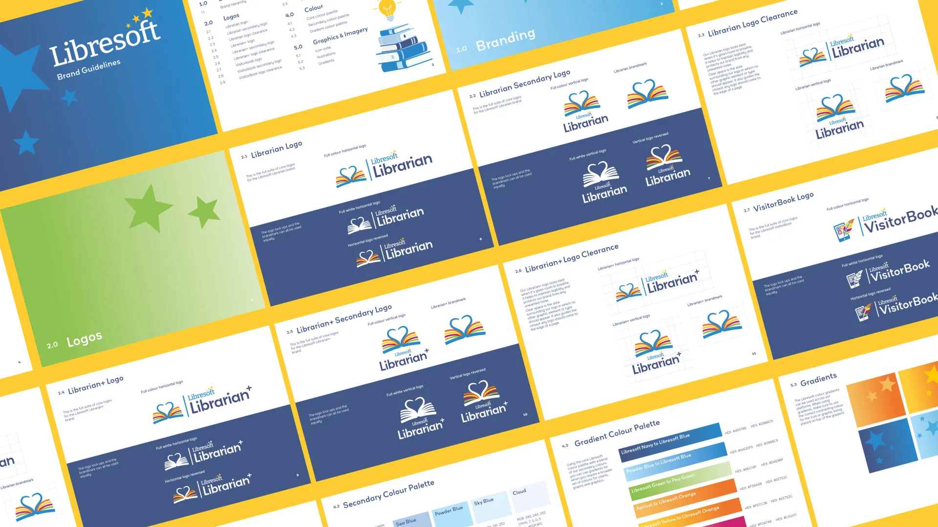 Libresoft guidelines spread out over yellow background