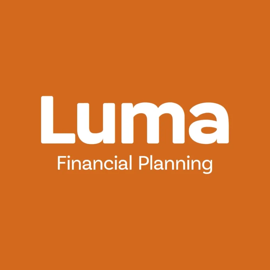 Luma financial planning logotype over orange background