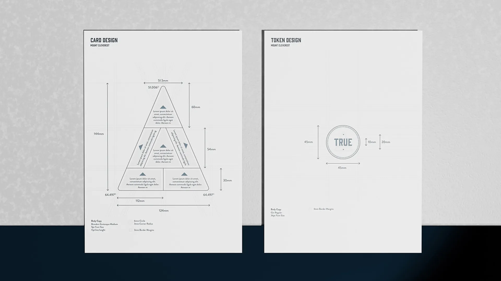 Two diagrams of the game card layouts