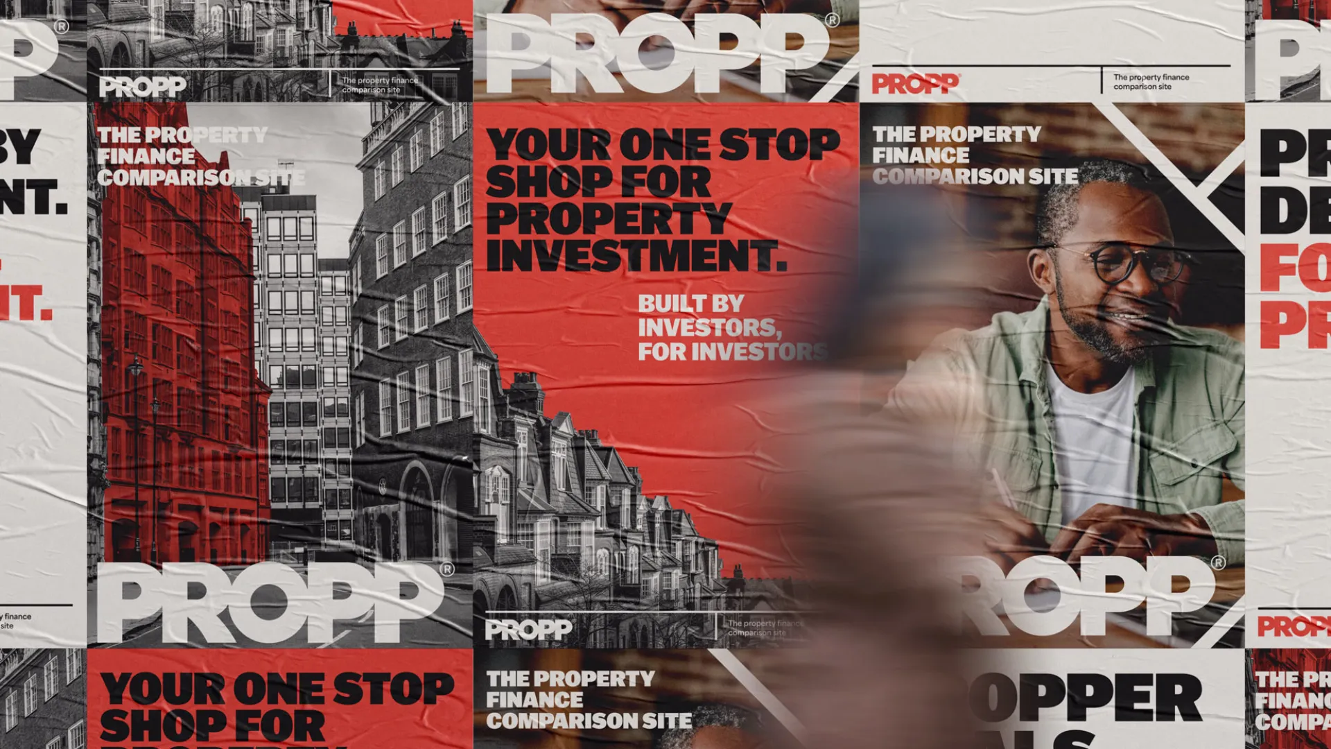 Street wall covered in posters advertising Propp