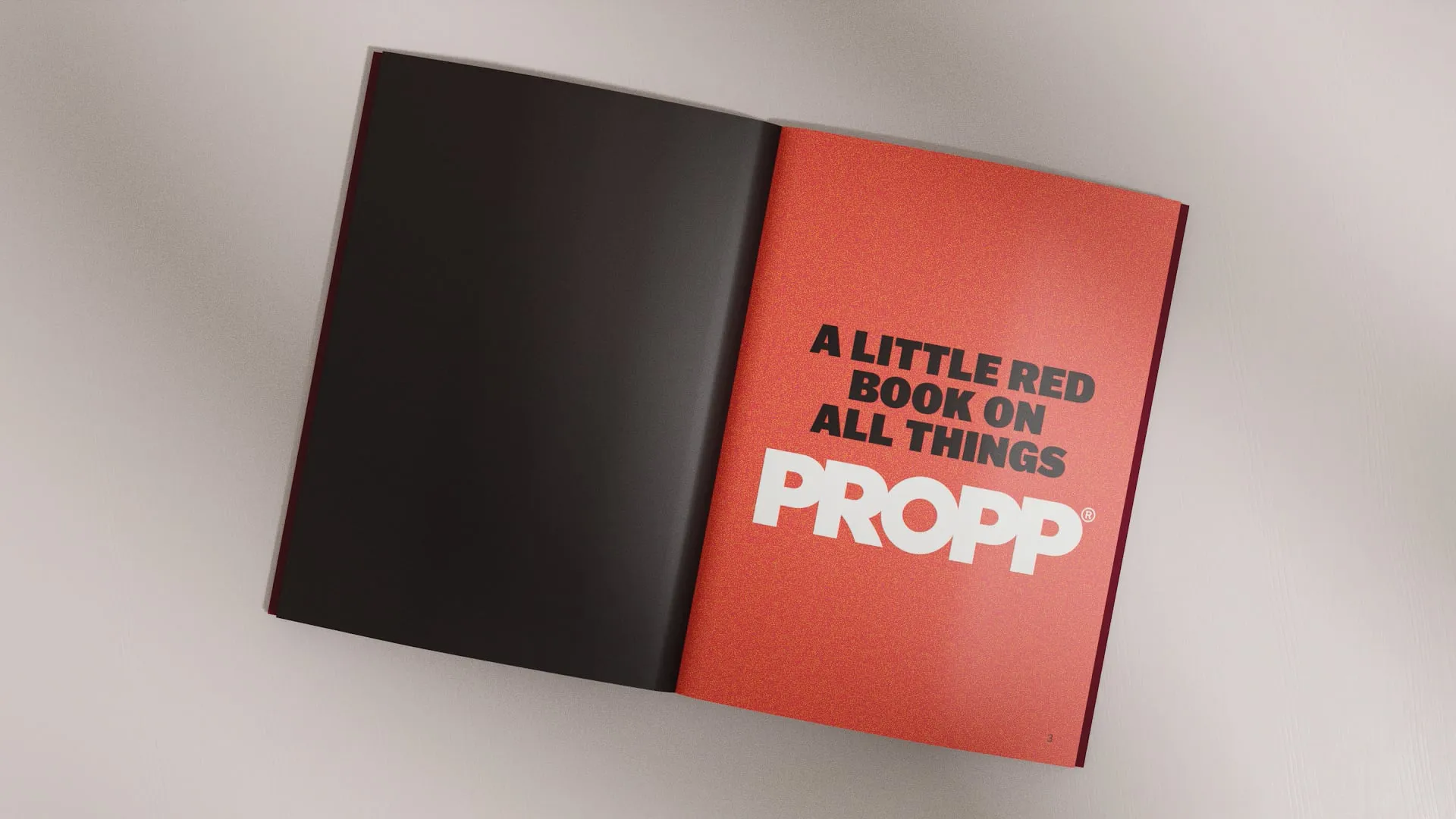 Book open on plain background open with Propp red page
