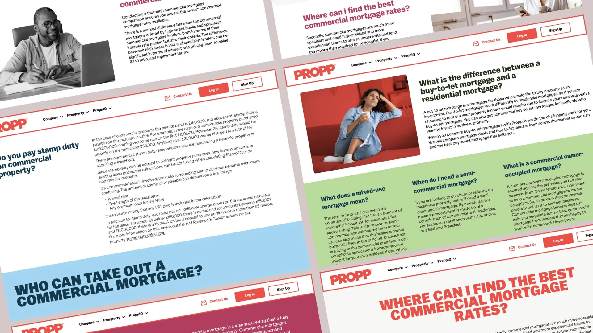 Propp website pages laid out