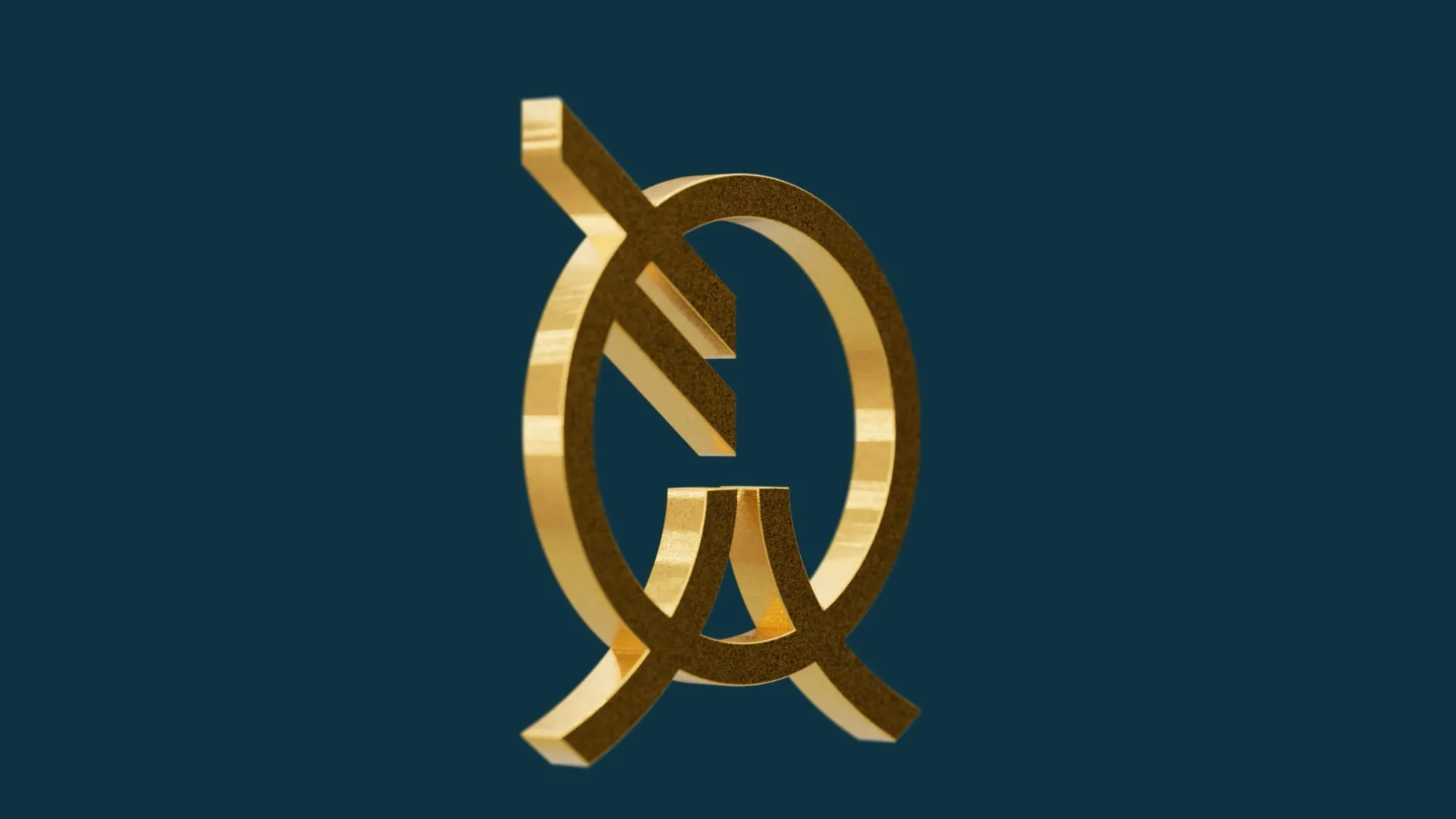 a blue background with a gold circle logo