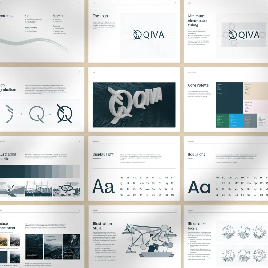 9 panels featuring fonts and logo options