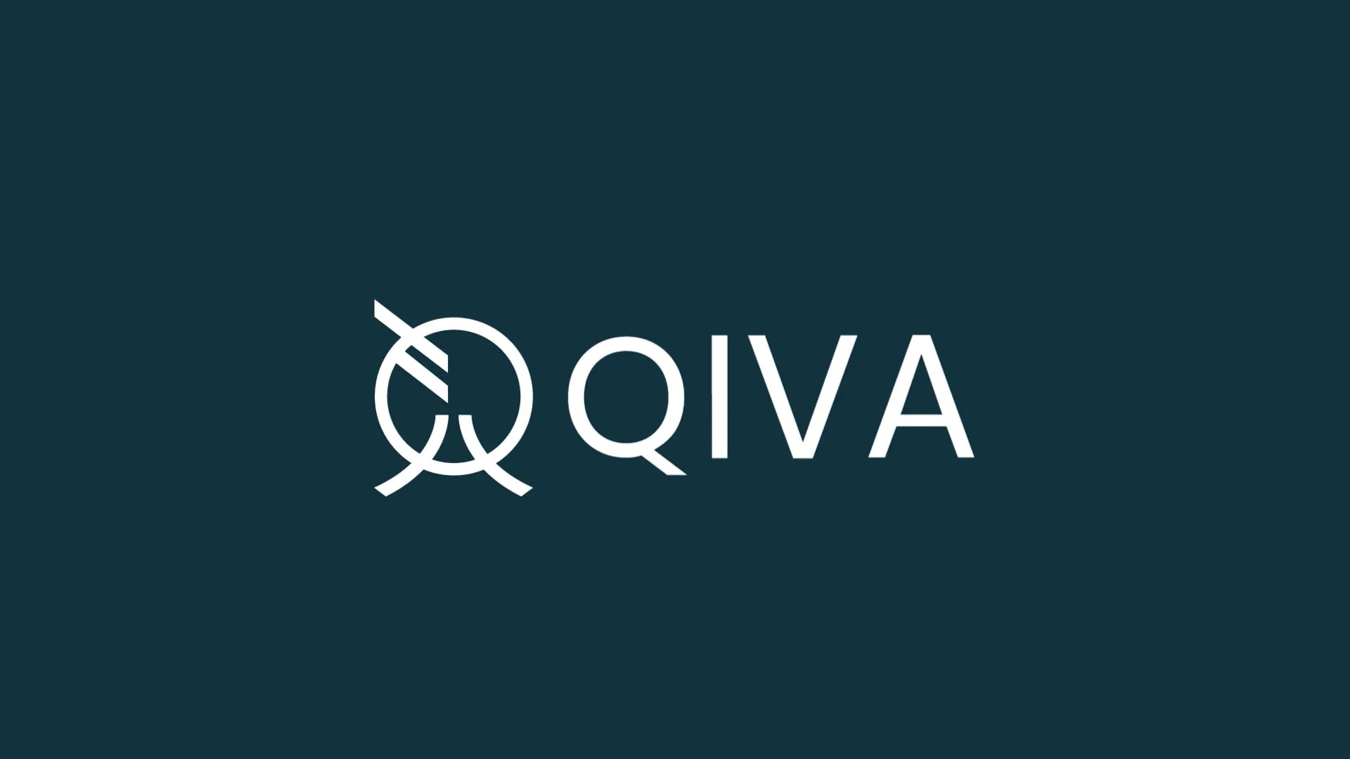 a blue background with a white logo and QIVA