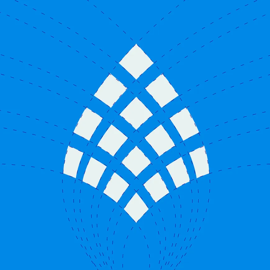 the quber logo in white with trace lines coming off