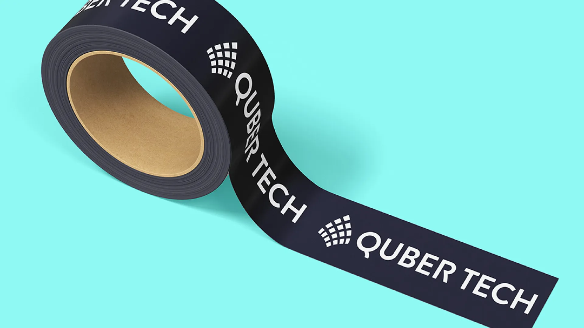a role of black tape with 'quber tech' written on