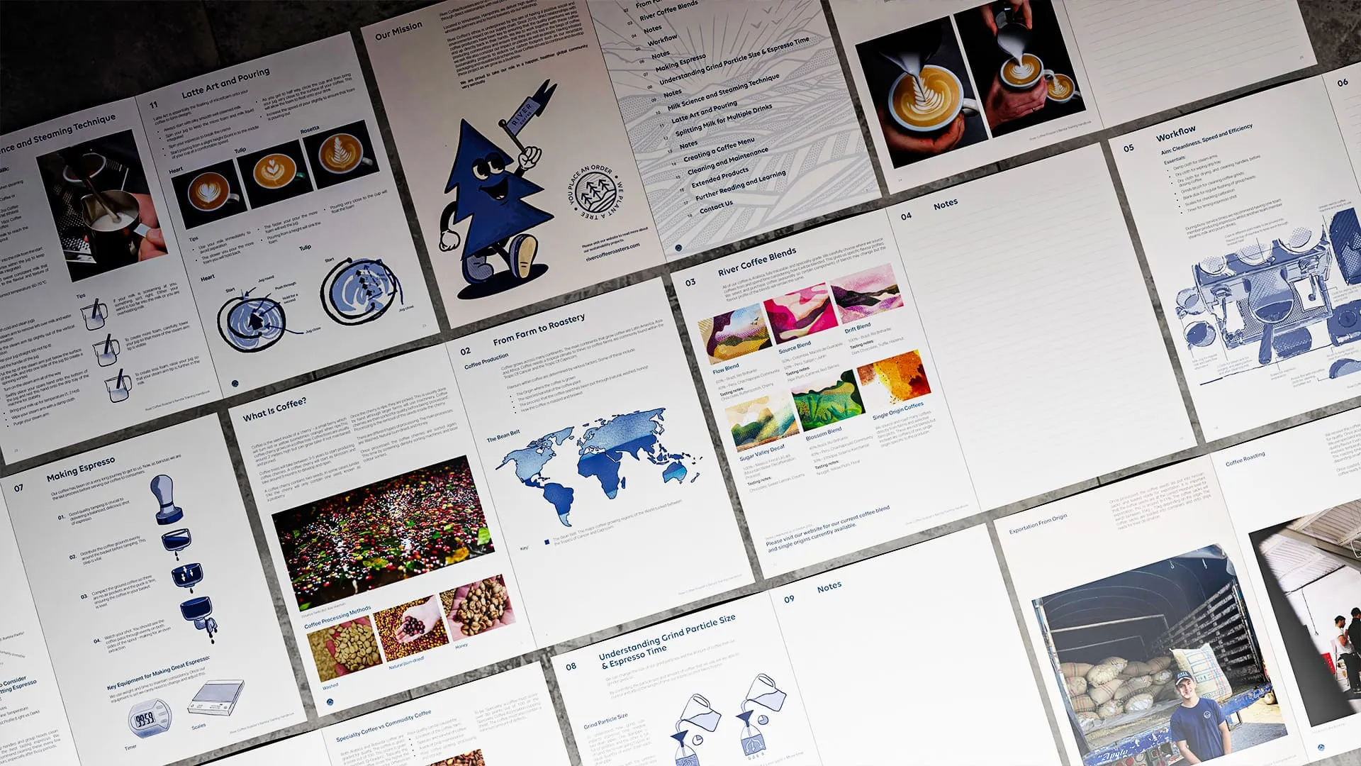 a flat lay image of brand guidelines on white paper