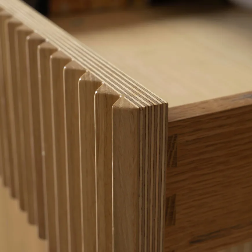 Close up of wooden product edges