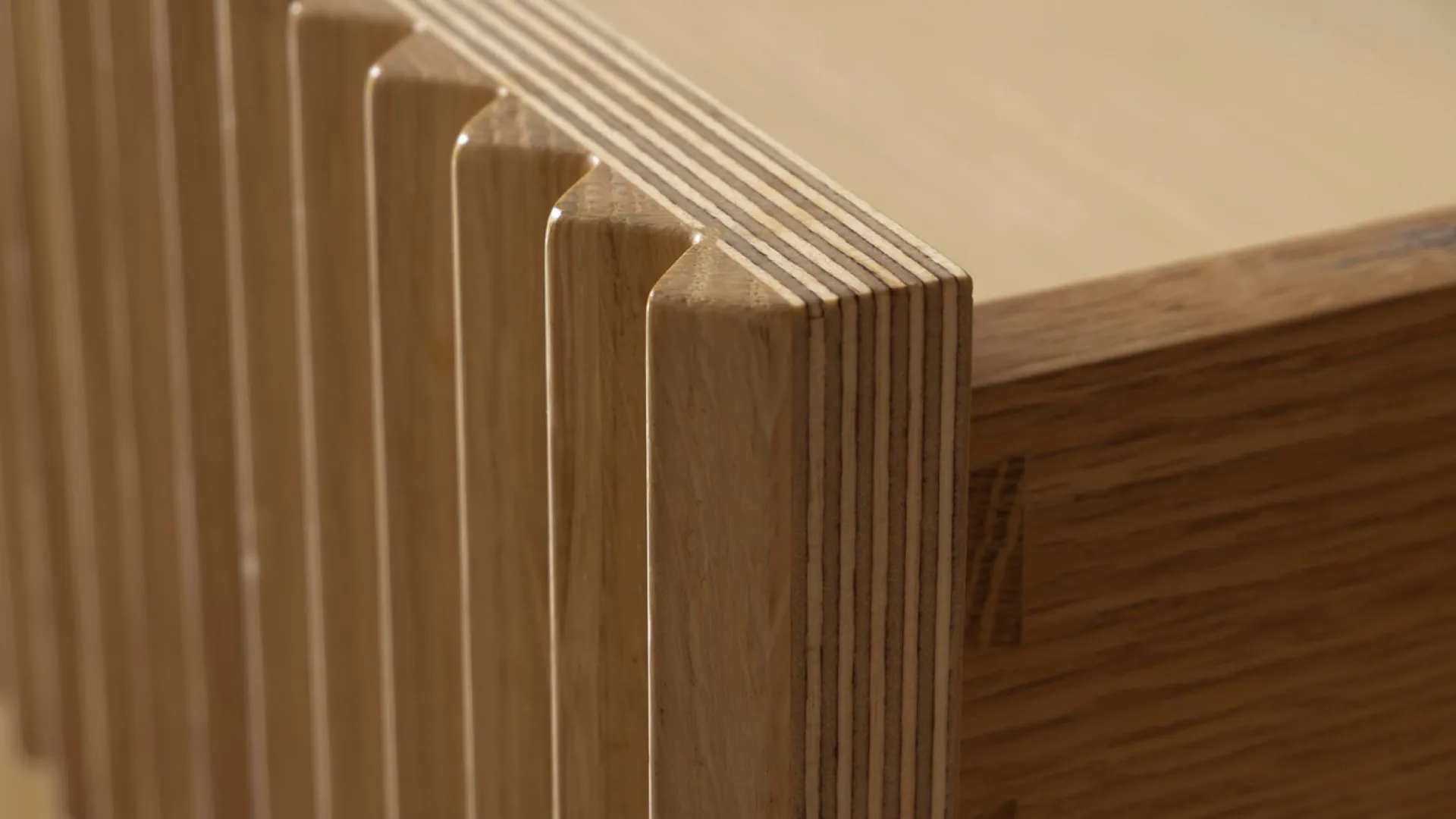 Close up of wooden product edges
