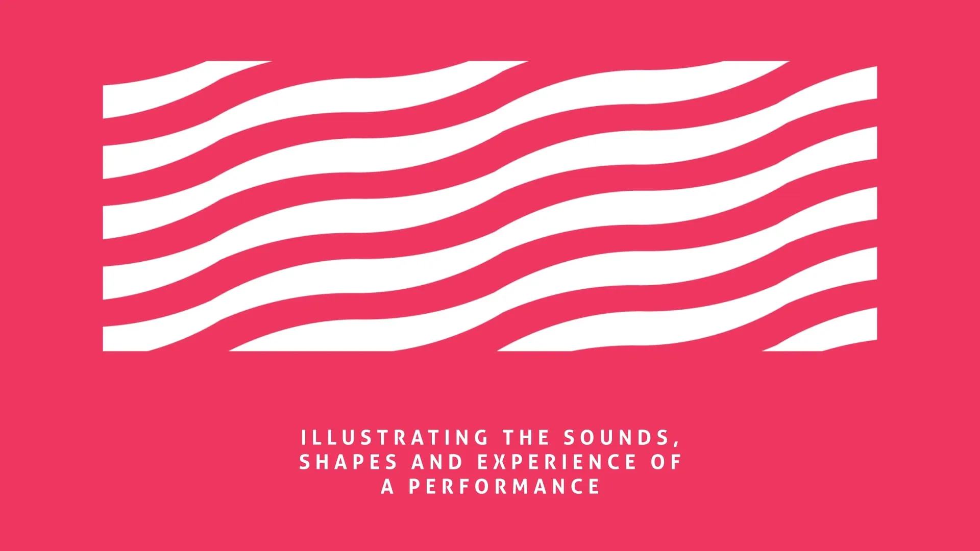 White waved pattern over bright red pink background with text illustrating the sounds