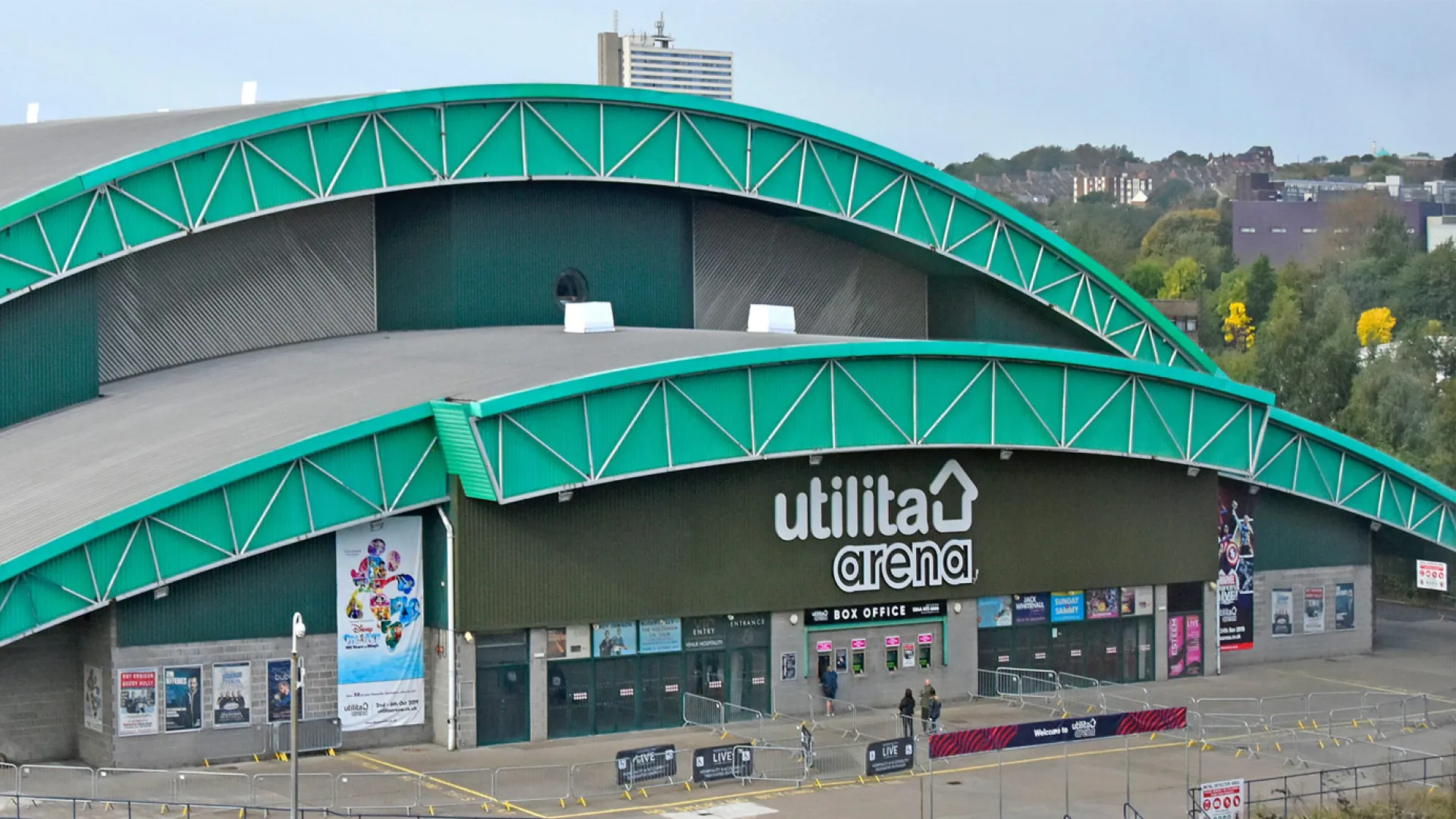 Banner image of Utilita Arena from outside the front of the building.