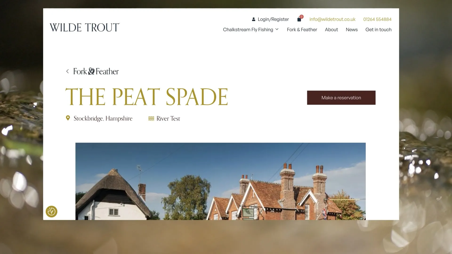 Desktop screen image of a location within the Fork & Feather part of the Wilde Trout website.