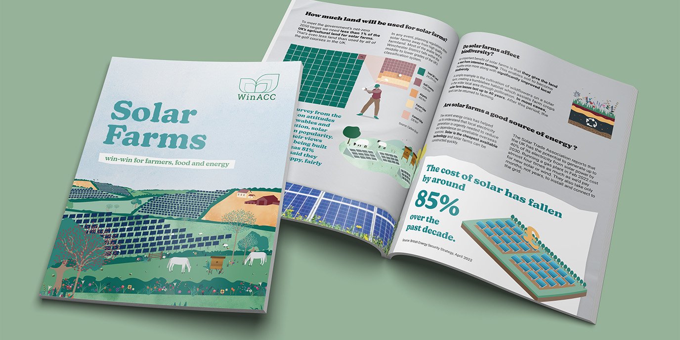 a render of a brochure providing information on solar farms