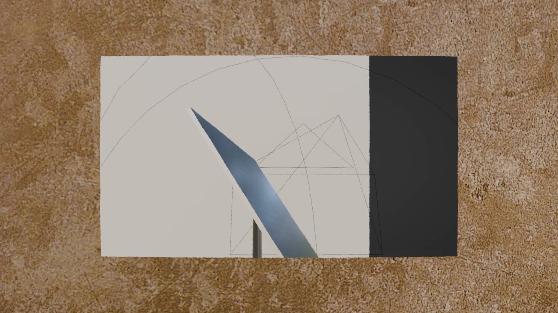 A white card on a stone background