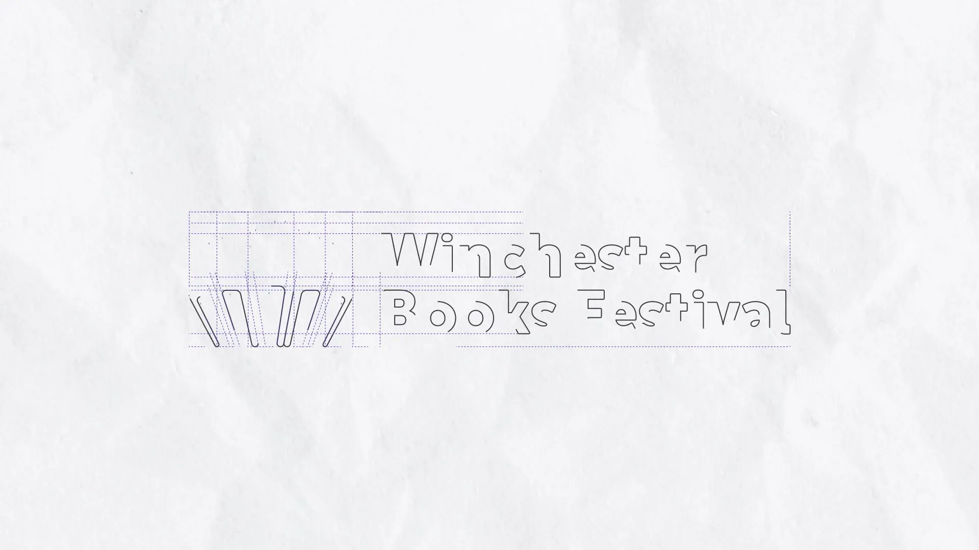 Winchester books festival logo outlined emerging on a crumpled paper background