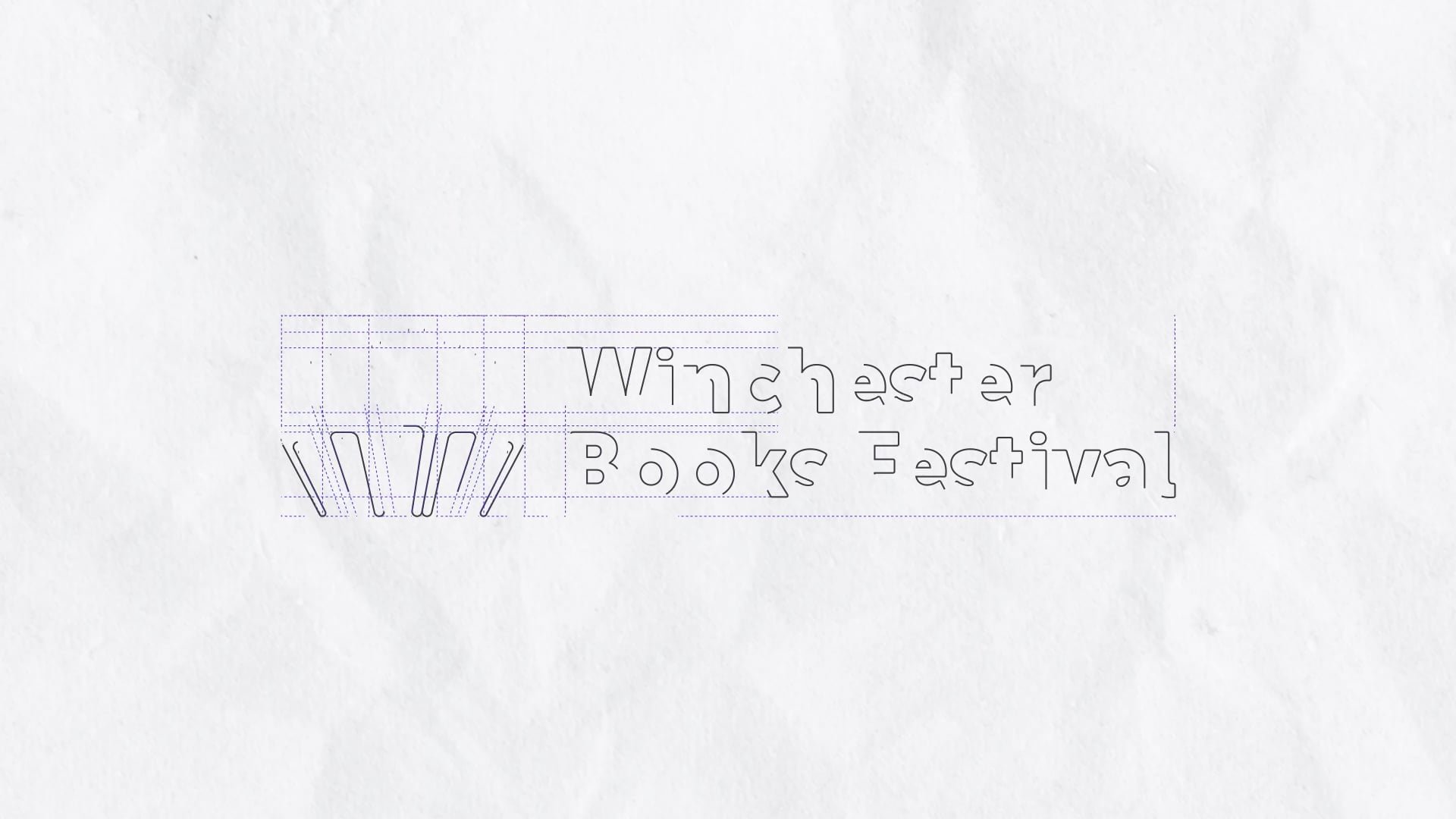 Winchester books festival logo outlined emerging on a crumpled paper background