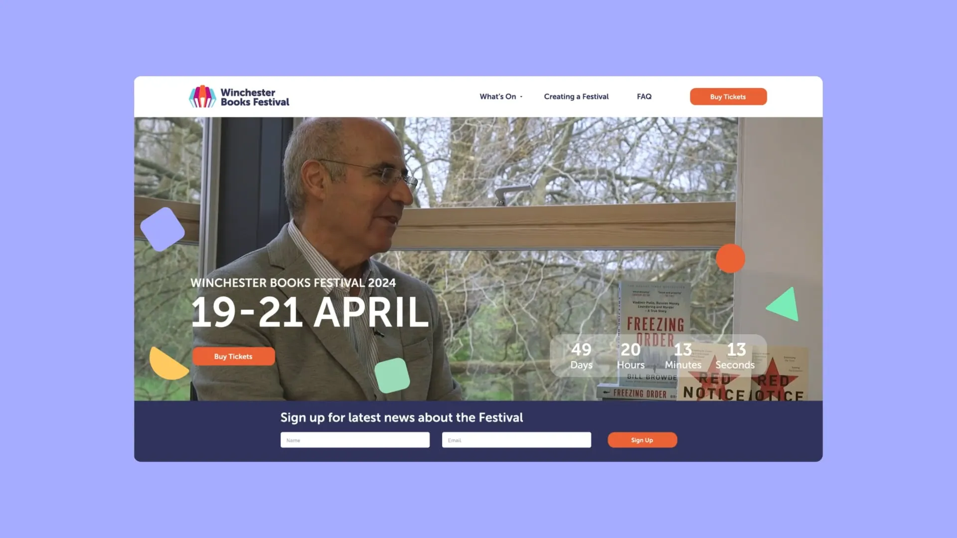 Clipped desktop image of Winchester books festival home page