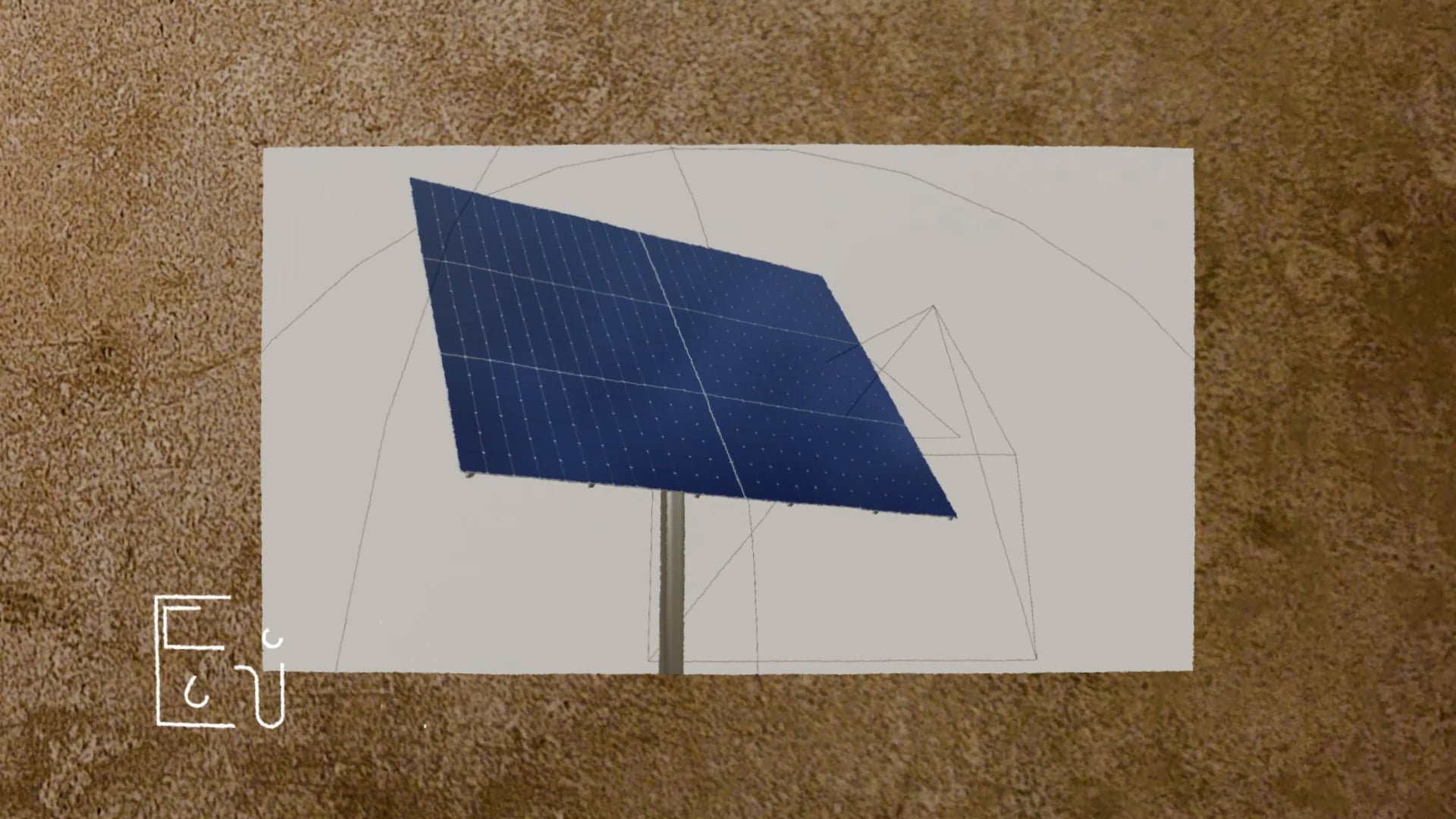 An animated solar panel on a white piece of paper